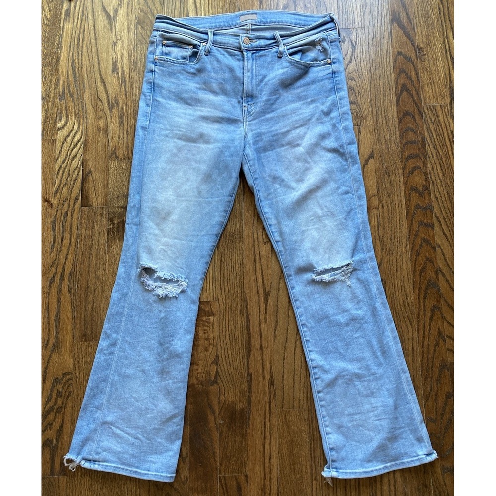 Mother Jeans Womens 31 Outsider Ankle Chew Poisoned Petals Light Wash Stretch